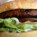 A Beyond Meat burger is displayed at a Carl's Jr. restaurant in San Francisco. The rise of meat alternatives made of plants, or even grown from animal cells, has sparked new laws on food labeling.