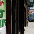 A grocery store in New York City advertises that it accepts food stamps. A Trump administration proposal could result in 3 million people losing their food assistance.