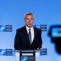 NATO Secretary General Jens Stoltenberg speaks at a press conference about the end of the Intermediate-Range Nuclear Forces treaty at the NATO headquarters in Brussels on Friday.