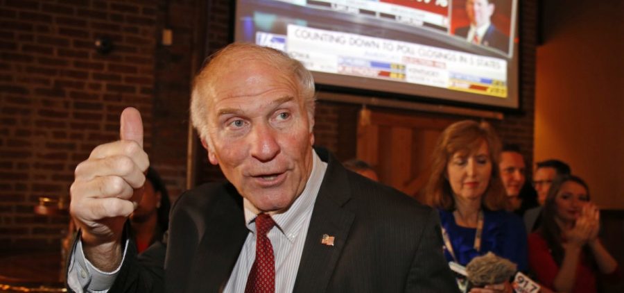 Rep. Steve Chabot, R-Ohio, gives a thumbs up as he arrives during an election night watch party Tuesday, Nov. 6, 2018, in Cincinnati, Ohio.