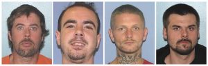 This combination of undated images provided by the Gallia County Sheriff's Office shows from left to right, Brynn Martin, Christopher Clemente, Troy McDaniel Jr. and Lawrence Lee III. Three of the four inmates who overpowered two female corrections officers and escaped from an Ohio county jail on Sunday, Sept. 29, 2019, were caught in North Carolina Monday.