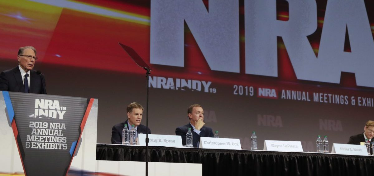 National Rifle Association Chief Executive Wayne LaPierre speaks at the NRA Annual Meeting in Indianapolis in April.
