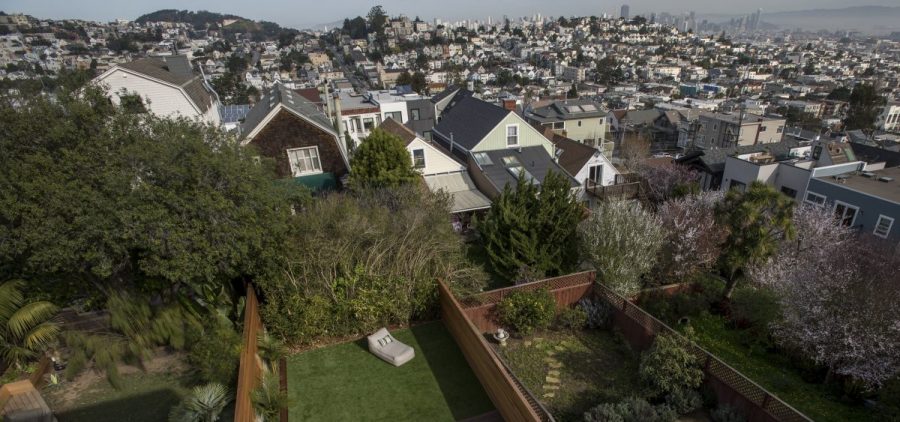 Income inequality in the U.S. grew worse in California and eight other states in 2018, the U.S. Census Bureau says. Here, a file photo shows the view from the balcony of a house listed at $5.5 million in San Francisco.