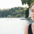 Keeley Hawes from the Durrells photo in front of lake