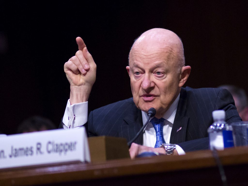 Former Director of National Intelligence James Clapper testifies before the Senate Judiciary Committee's Subcommittee on Crime and Terrorism in the Hart Senate Office Building on May 8, 2017.