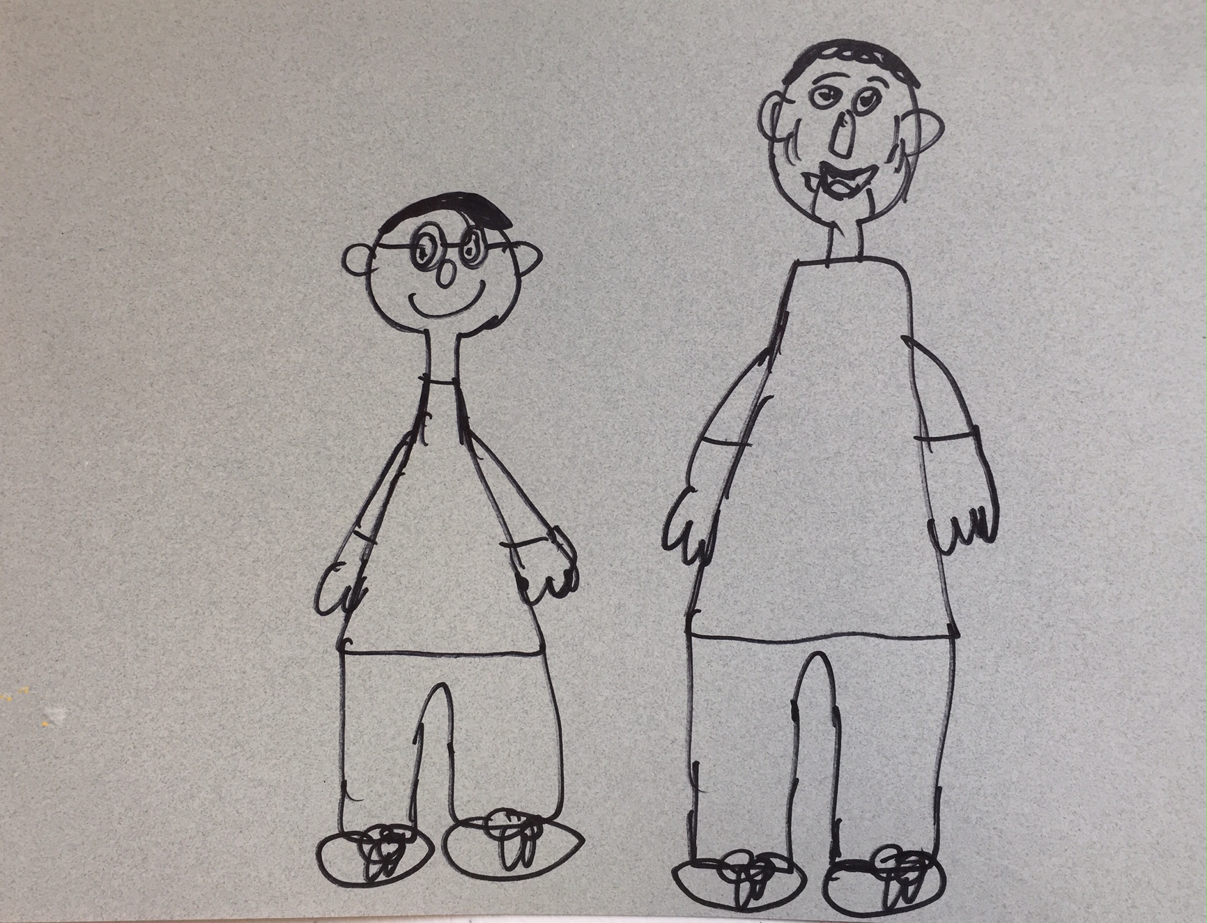 A drawing of a father and son