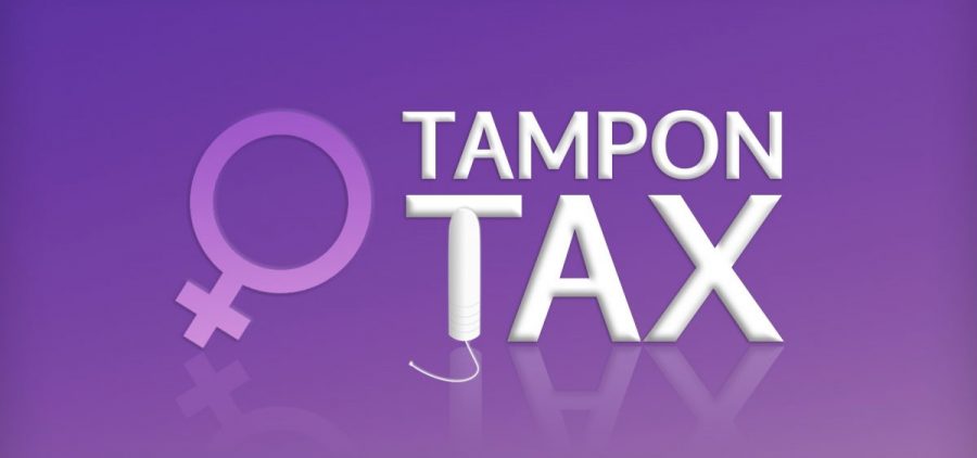 Graphic with the words tampon tax