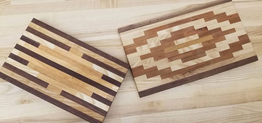 A patterned cutting board