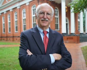 Douglas H. Ginsburg, Judge, U.S. Court of Appeals, D.C. Circuit, host of A MORE OR LESS PERFECT UNION, in front of Loudon County Courthouse in Leesburg, Virginia.