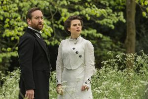Shown from left to right: Henry Wilcox (Matthew MacFadyen) and Margaret Schlegel (Hayley Atwell) in Howards End