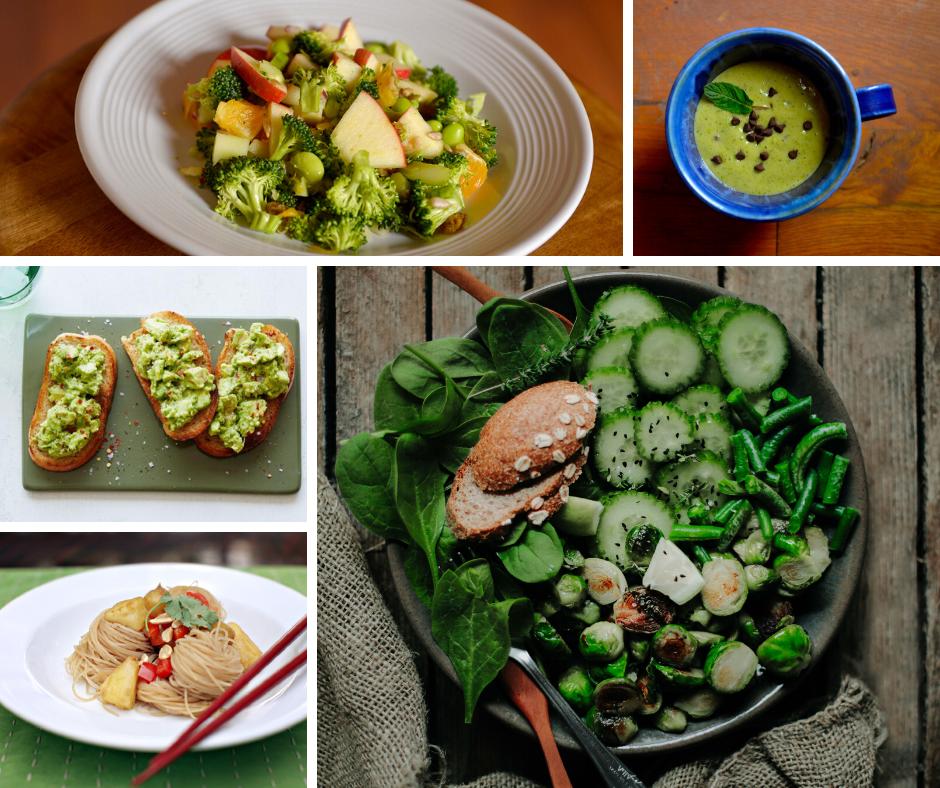 A collage of healthy food