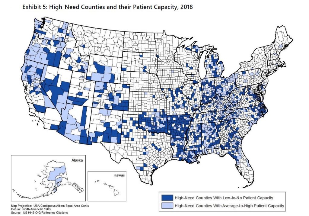 A map shows where buprenorphine access is still limited