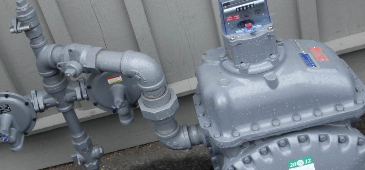 A close-up of a gas meter.