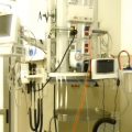 Ventilators and breathing equipment in a room.