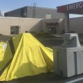 A tent outside of the O'Bleness Emergency Department ready for any surge in patients showing symptoms of COVID-19