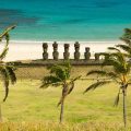 Ahu Nau Nau, a ceremonial site at Anakena Beach on Rapa Nui (“Easter Island”).