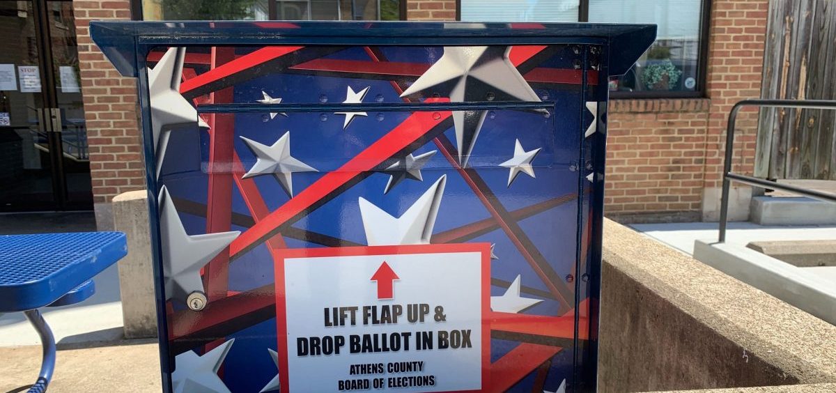 A box to drop off ballots at the Athens County Board of Elections