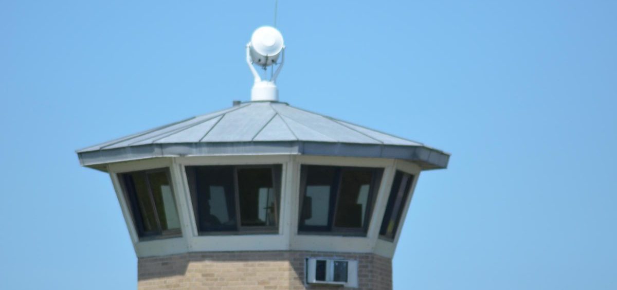The observation tower at the Southern Ohio Correctional Facility in Lucasville, which is one of only four prisons not in quarantine for COVID-19. It's a maximum security facility and inmates are housed in cells.