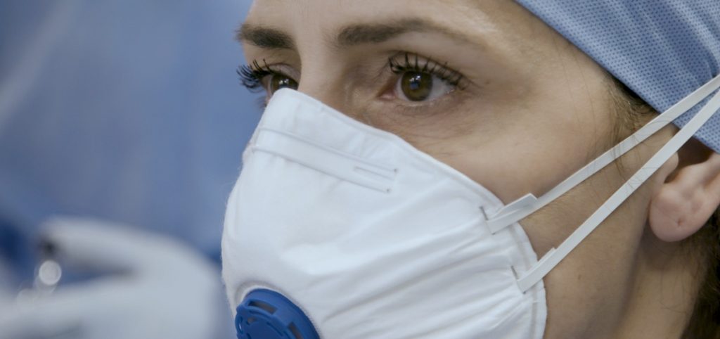 Nurse wearing N95 mask
