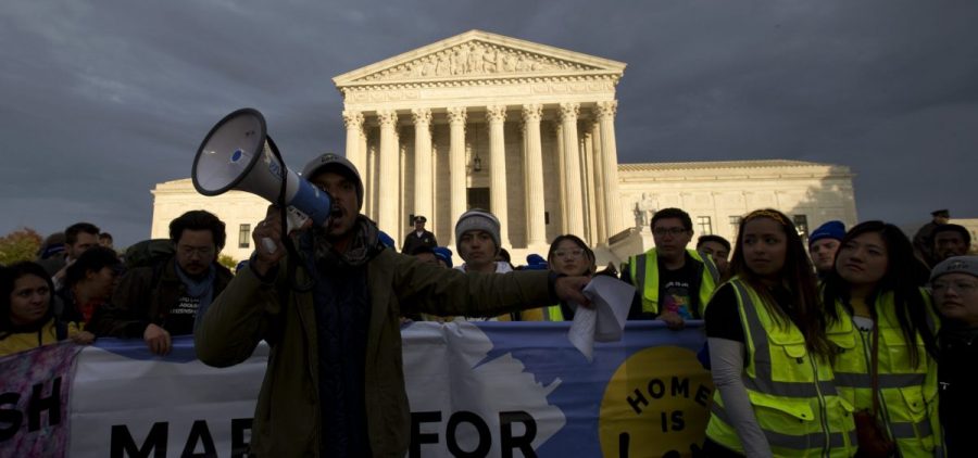 Demonstrators arrive in front of the U.S. Supreme Court during a march in support of Deferred Action for Childhood Arrivals (DACA) on Nov. 10.