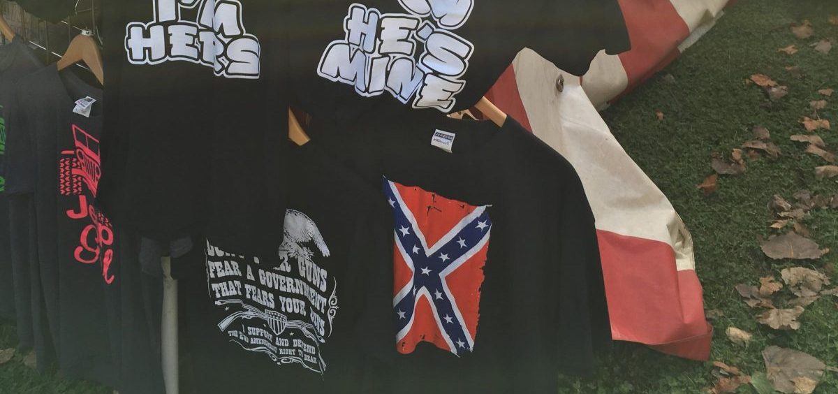 A Confederate shirt at a county fair.