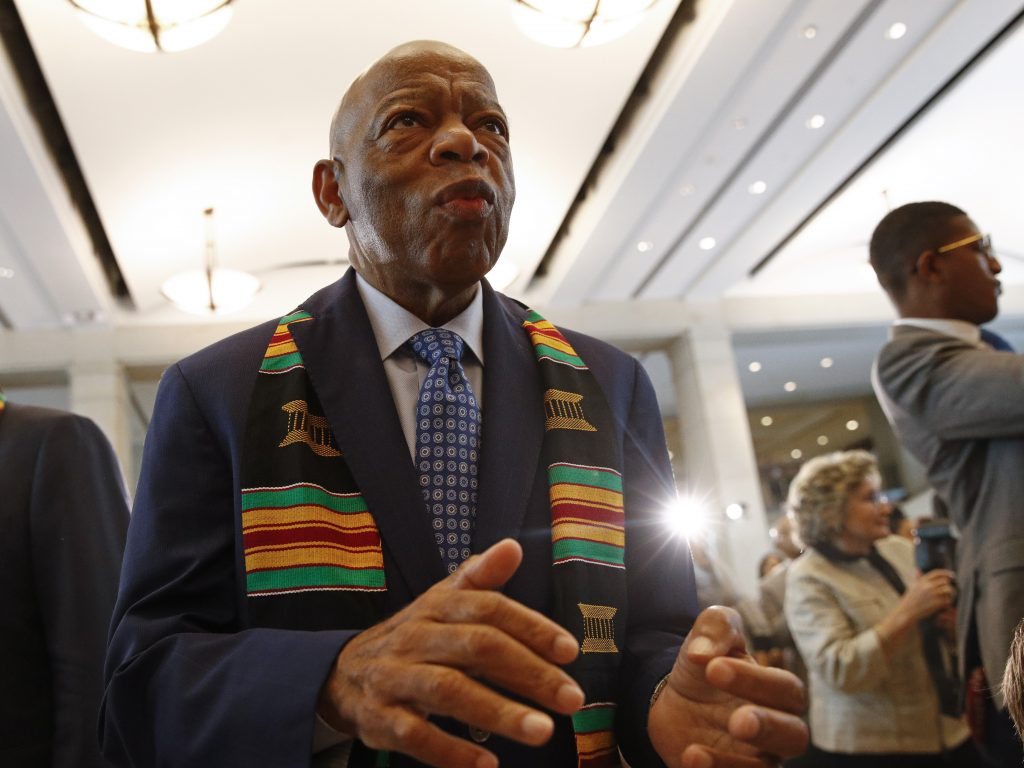 Rep. John Lewis attends a ceremony in September on Capitol Hill to commemorate the 400th anniversary of the first recorded arrival of enslaved African people in America.