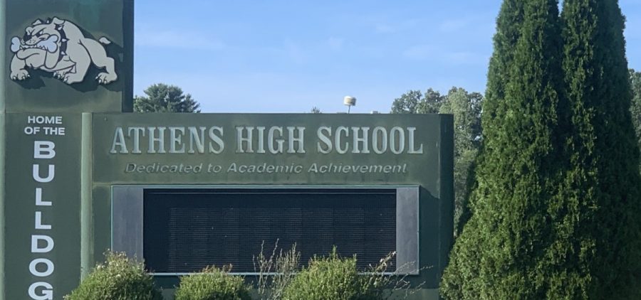 The Athens High School entrance on Johnson Road.