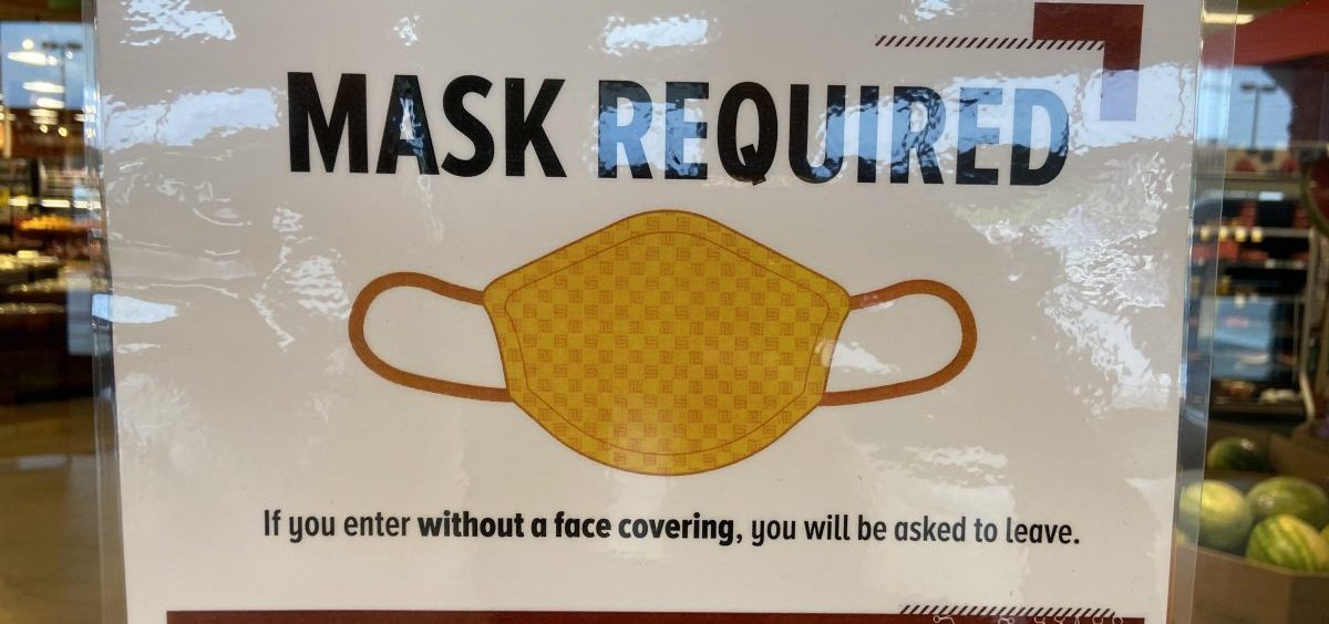 A "masks required" sign on a store in central Ohio