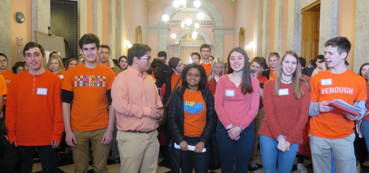 Student activists from around Ohio rallied at the Statehouse against gun laws two years ago, in March 2018.