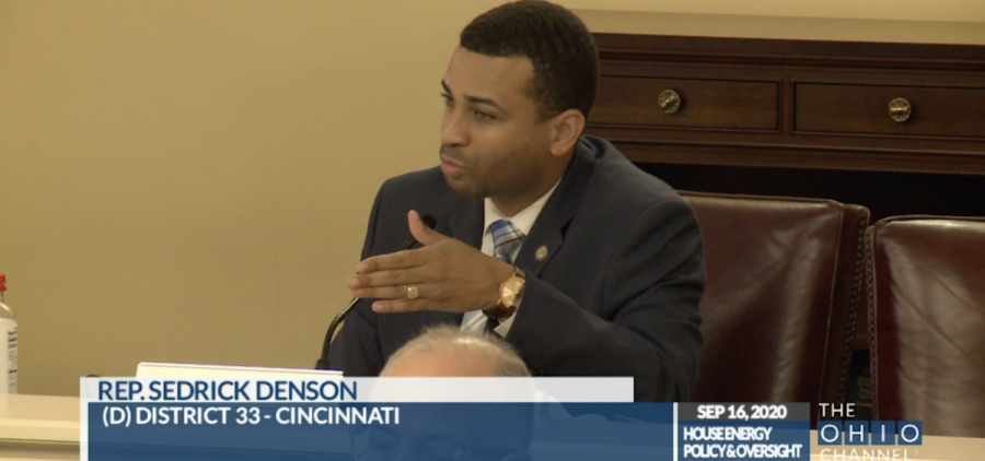 Rep. Sedrick Denson (D-Cincinnati) during Ohio House Select Committee on Energy Policy and Oversight.