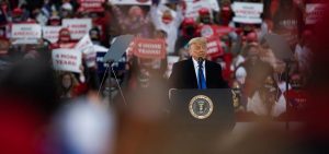 President Donald Trump addresses supporters at a rally in Circleville on Saturday, Oct. 24, 2020.