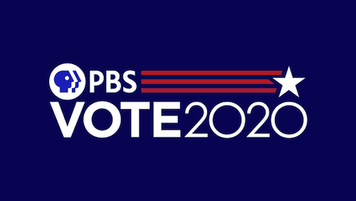 PBS Vote 2020 graphic on blue