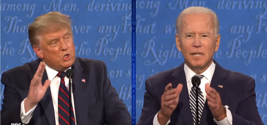 President Trump and Joe Biden in a screenshot from the debate in Cleveland on September 29.