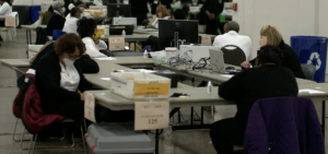 Workers count ballots in Detroit