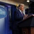 President Donald Trump speaks at the White House on Thursday.