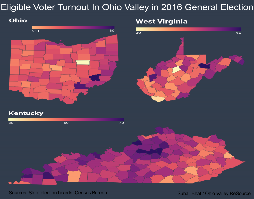Eligible Voter Turnout In Ohio Valley in 2016 General Election