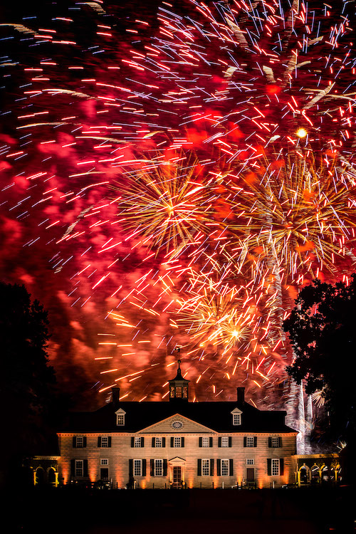 Fireworks over George Washington's Mount Vernon.