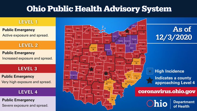 The Public Health Advisory Map for Dec. 3, 2020