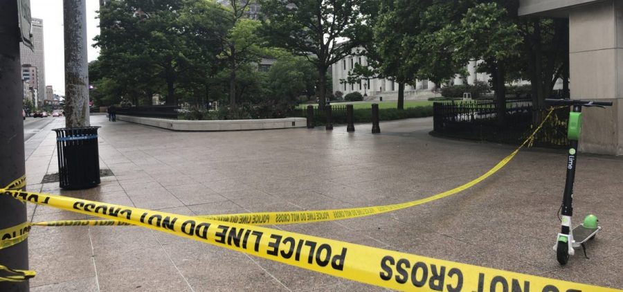 Police tape marks a corner of the Ohio Statehouse in Columbus last May after protests over the death of George Floyd. Columbus police are investigating the shooting death of a Black man last week by a Franklin County sheriff's deputy.