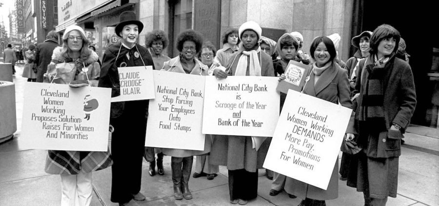 women protesting for equal treatment 1970s