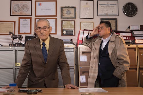 elderly man in detectives office