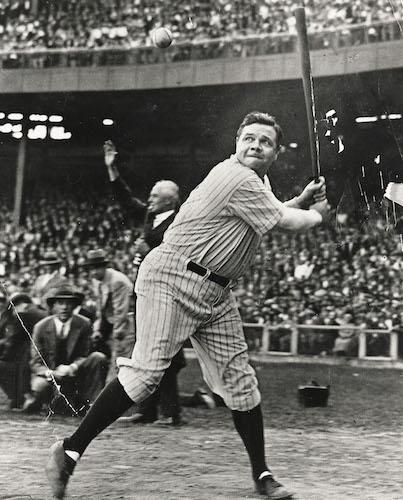 Baseball legend Babe Ruth at bat