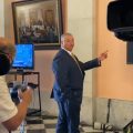 Rep. Larry Householder (R-Glenford) talked to reporters on September 1, 2020, after returning to the House for the first time since his July arrest in a $61 million bribery scheme.