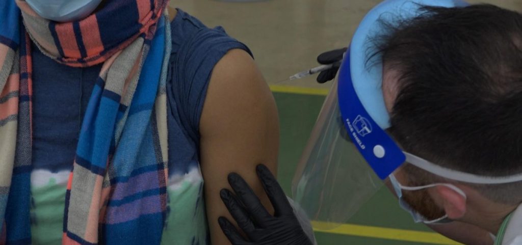 A person is vaccinated at a clinic in Ohio
