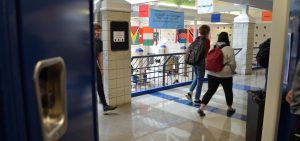 Kids walk to class in the hallway of Worthington Kilbourne High School. All students will be back in the district's schools for in-person learning starting March 22.