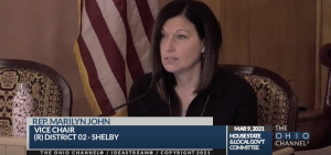 Rep. Marilyn John (R-Shelby) at the House State and Local Government Committee.