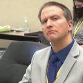 Former Minneapolis police officer Derek Chauvin listens to his defense attorney make closing arguments on Monday during his trial in the death of George Floyd.