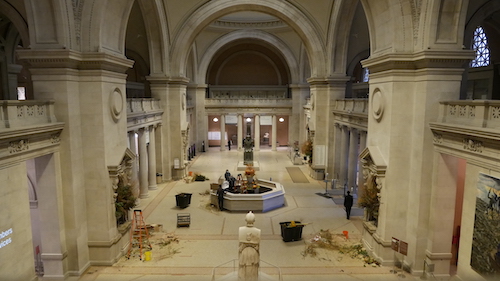Weekly flower installation in the Great Hall at The Met Museum, New York.