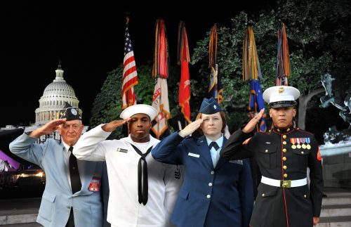 Four branches of military salute
