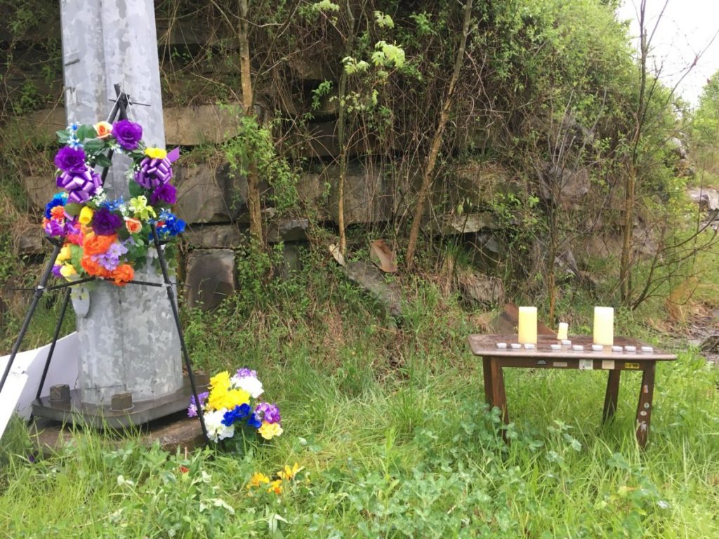 A shrine for residents at the base of the North Fork park entrance